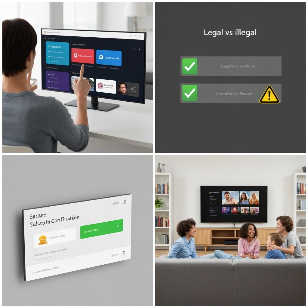 Grille comparant les services de streaming légaux, méthodes de paiement sécurisées et expérience familiale.