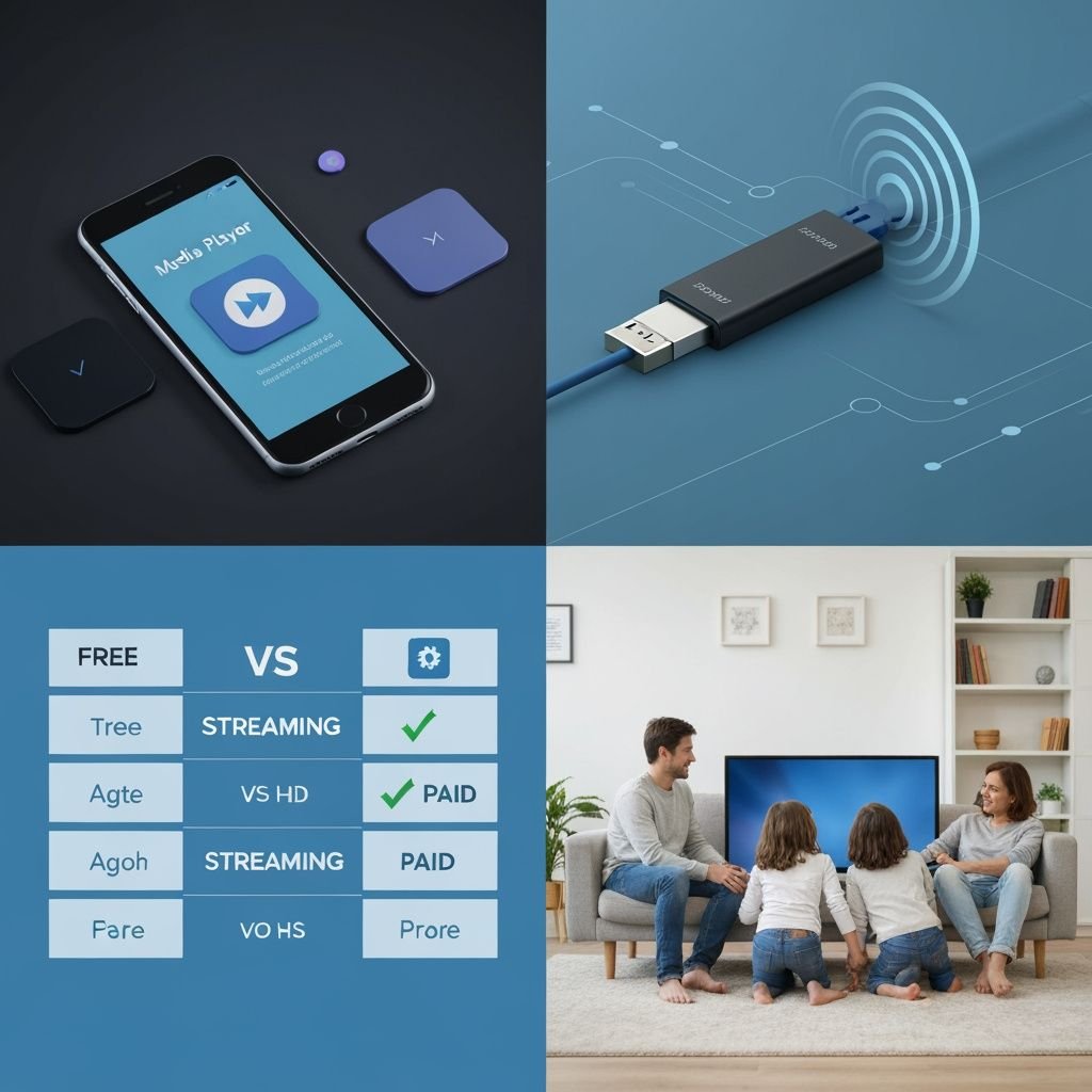 Comparatif visuel : application mobile, appareil de streaming, options tarifaires et expérience familiale
