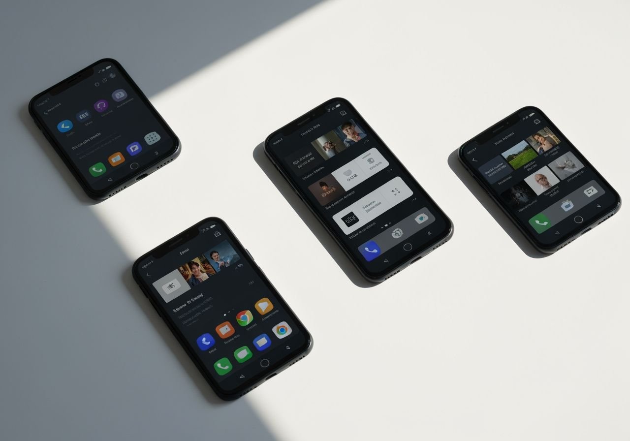 Comparaison de trois smartphones avec différentes interfaces de lecteur IPTV