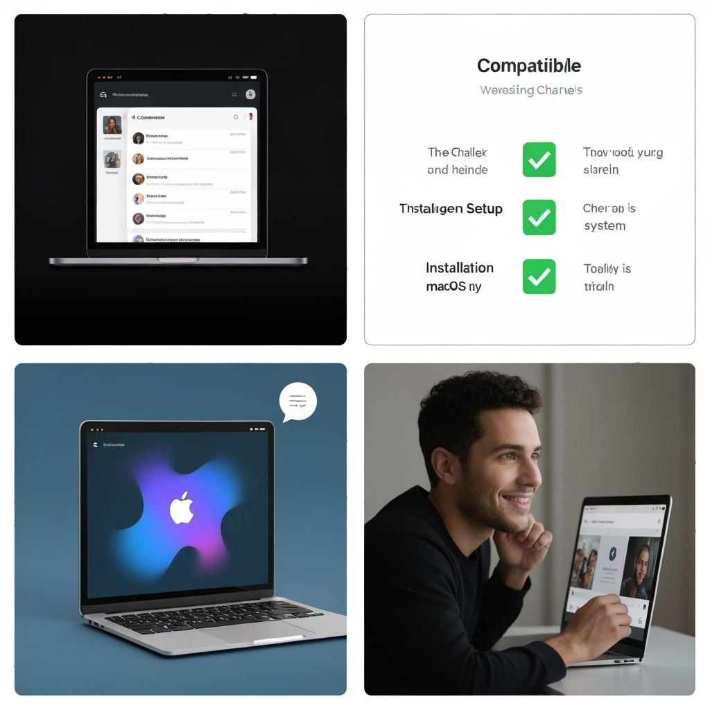 Grille comparant quatre aspects : application IPTV sur Mac, compatibilité macOS, installation et expérience utilisateur
