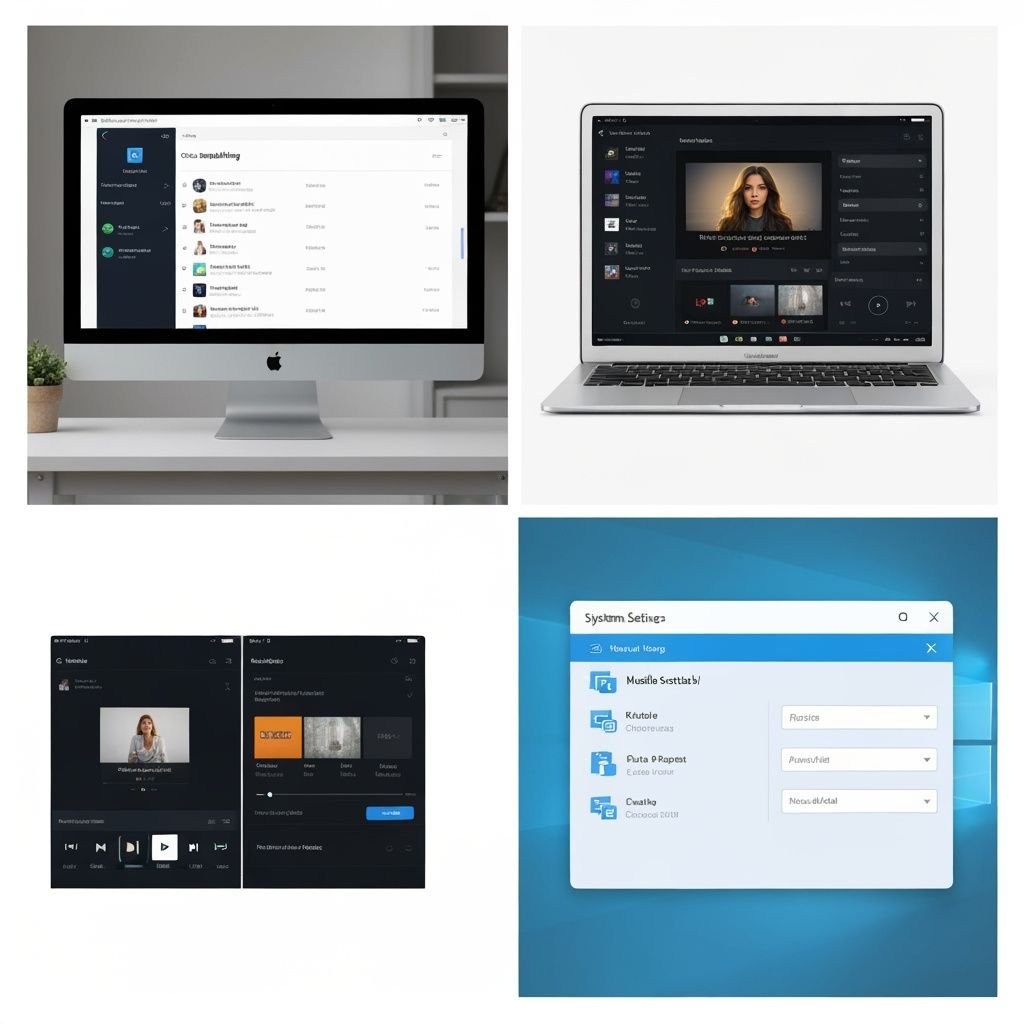 Quatre comparaisons d'interfaces de lecteurs IPTV sur PC : application, lecteur, interface divisée et paramètres