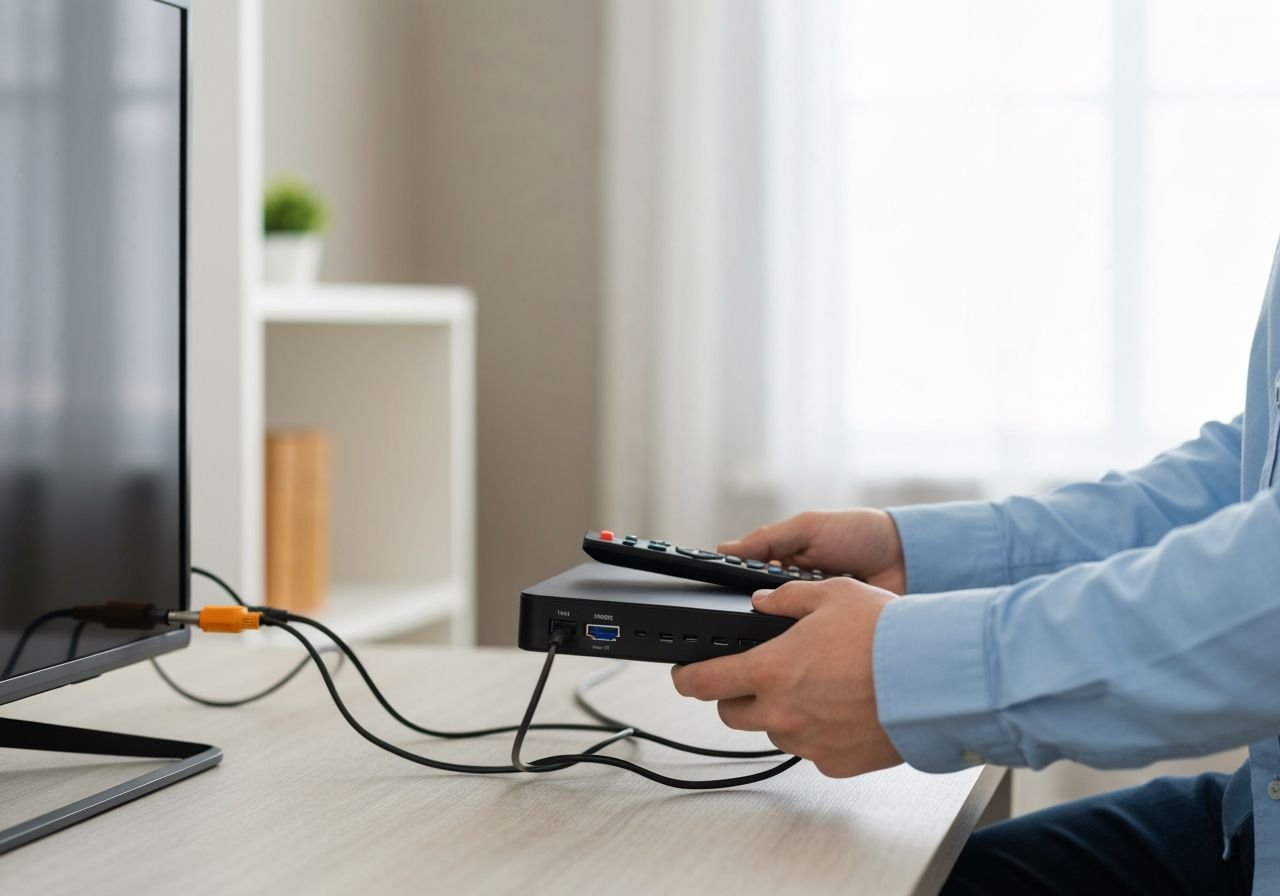 Installation boîtier IPTV : connexion câbles et configuration initiale sur Smart TV