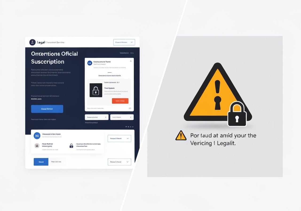 Comparaison entre un service d'abonnement légal sécurisé et un avertissement de sécurité pour les offres non vérifiées.