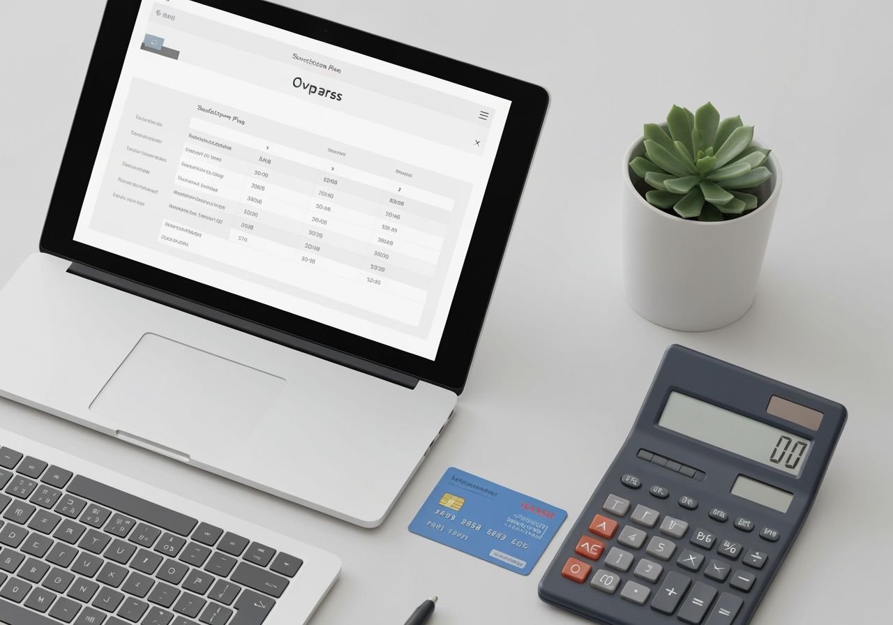 Composition montrant laptop, carte bancaire et bon de réduction pour comparer les abonnements IPTV.