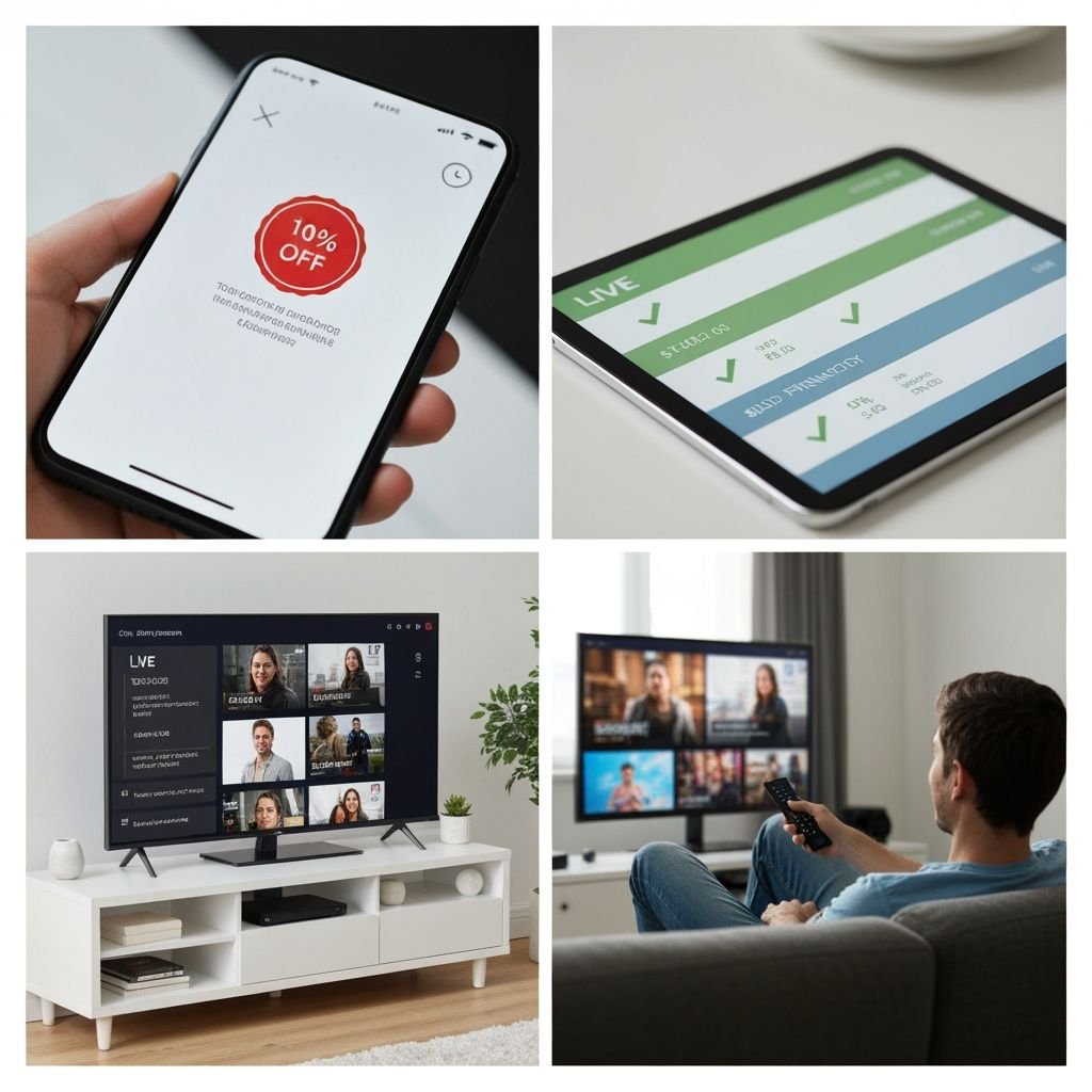 Grille comparant code promo IPTV, tableau tarifaire, TV connectée et expérience de visionnage confortable