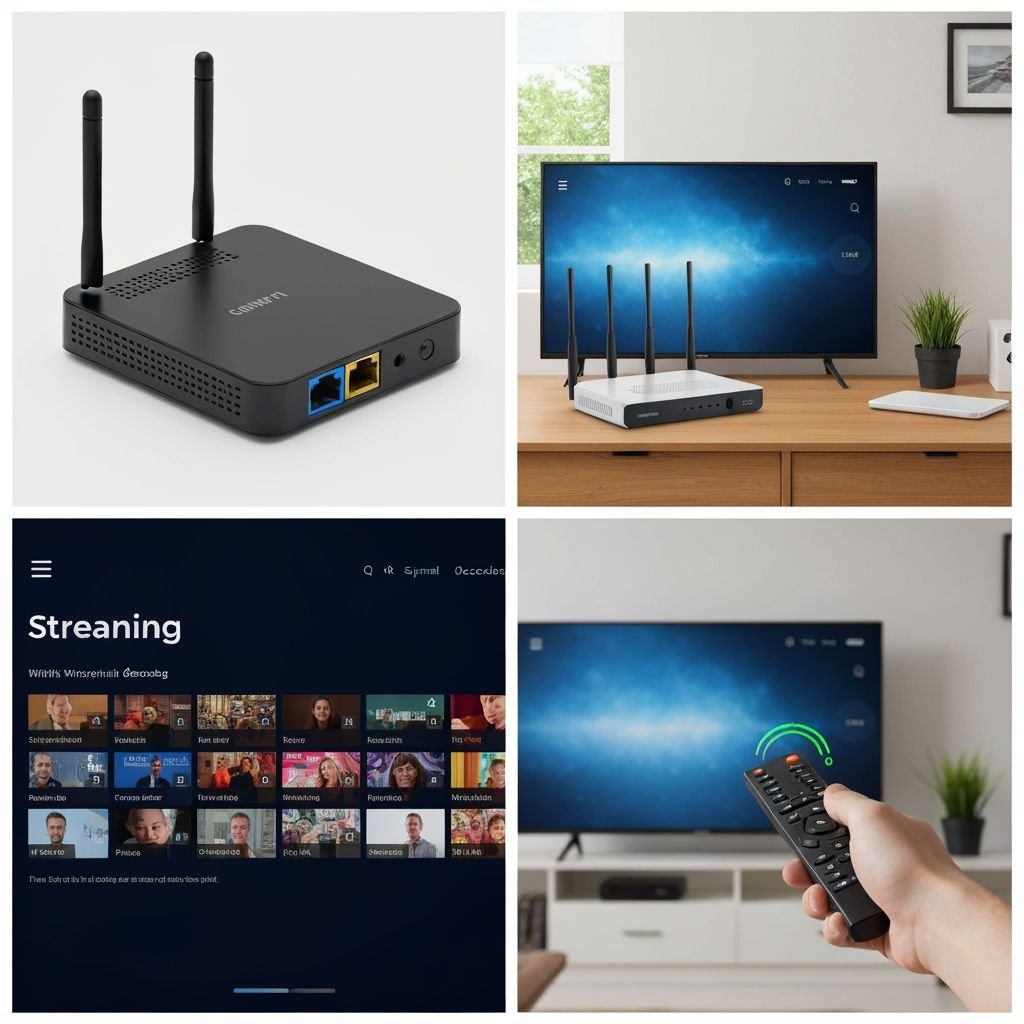 Quatre étapes d'installation et utilisation d'un boîtier IPTV sans fil : ports, positionnement, interface et télécommande