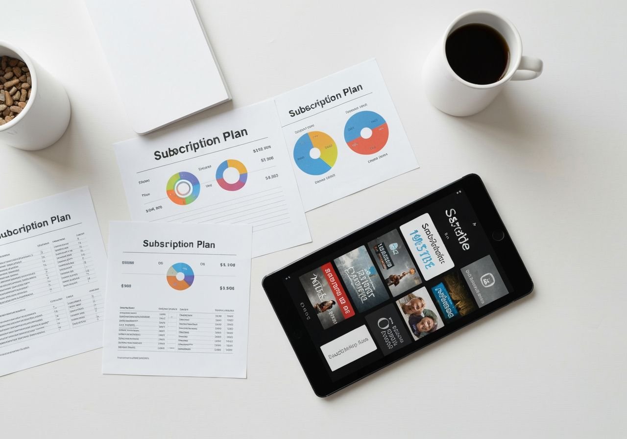 Documents de comparaison des forfaits IPTV et options d'abonnement sur un bureau