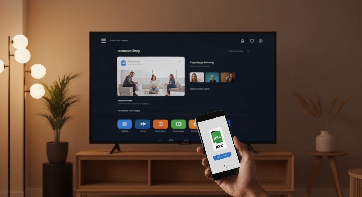 Installation d'une application IPTV sur Smart TV via fichier APK, interface de configuration affichée
