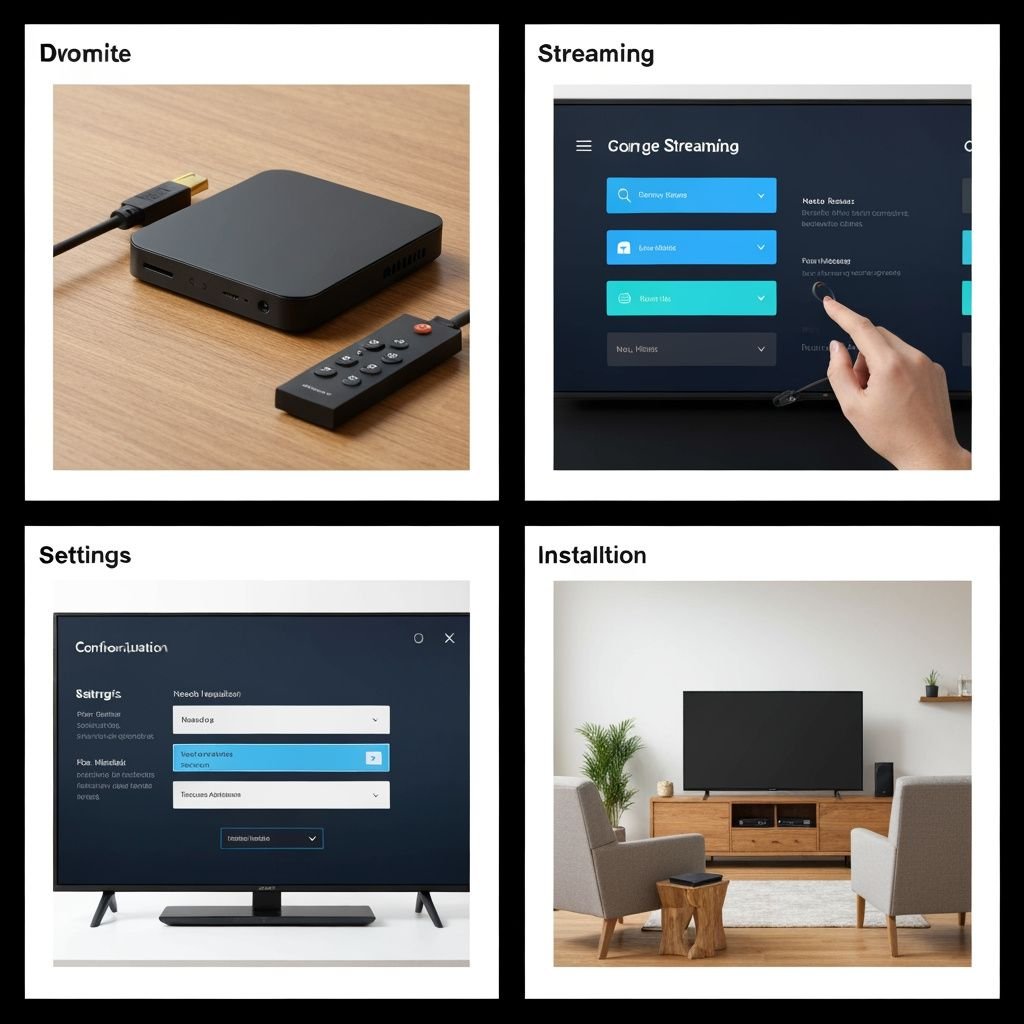 Guide visuel en quatre étapes : appareil, menu, configuration et installation complète d'une application IPTV