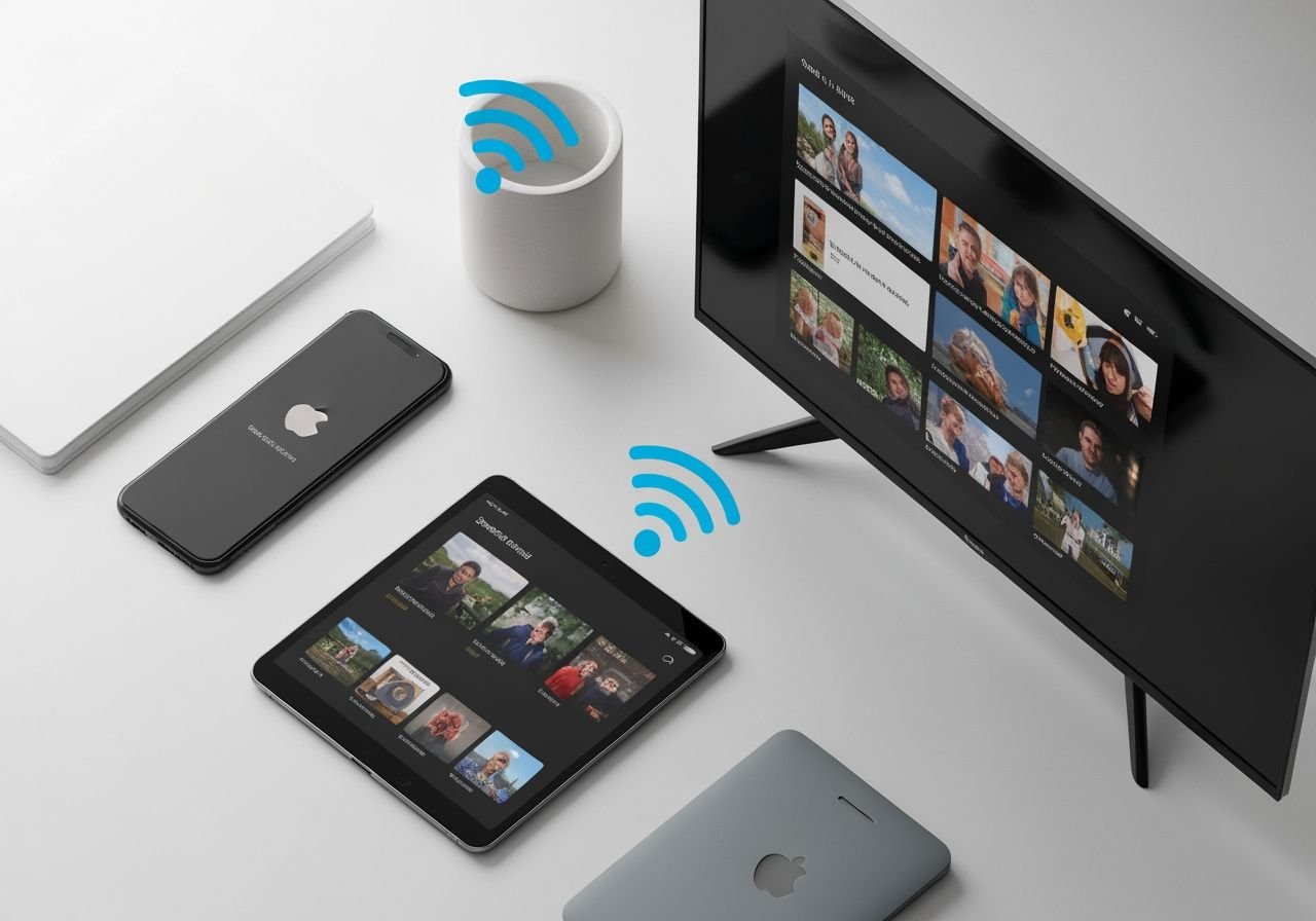 Synchronisation de contenu IPTV entre iPhone, tablette et Smart TV via connexion sans fil