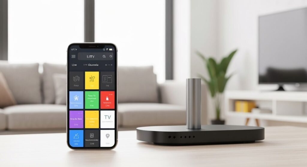 Installation IPTV Iron TV Pro sur smartphone et TV box avec interface de streaming en direct