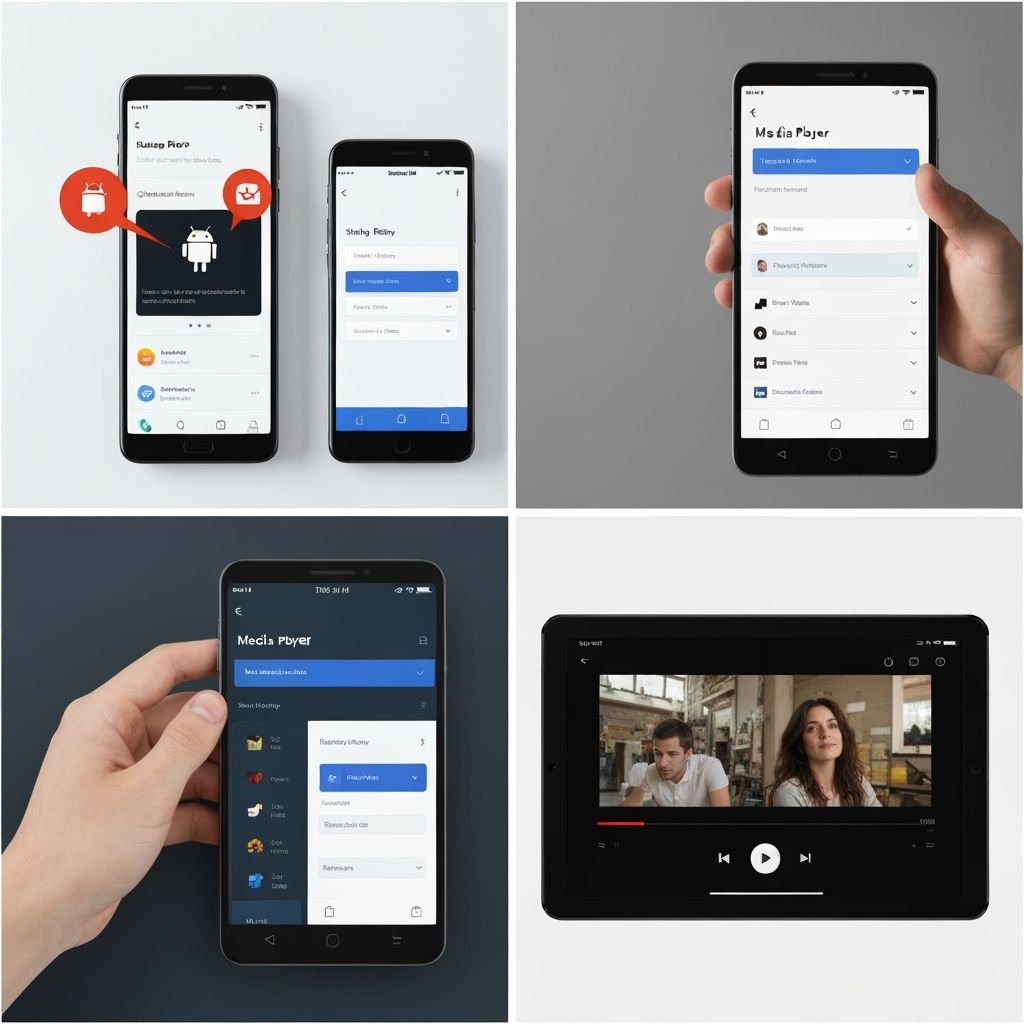 Quatre étapes : téléchargement, installation, configuration et lecture sur appareil Android