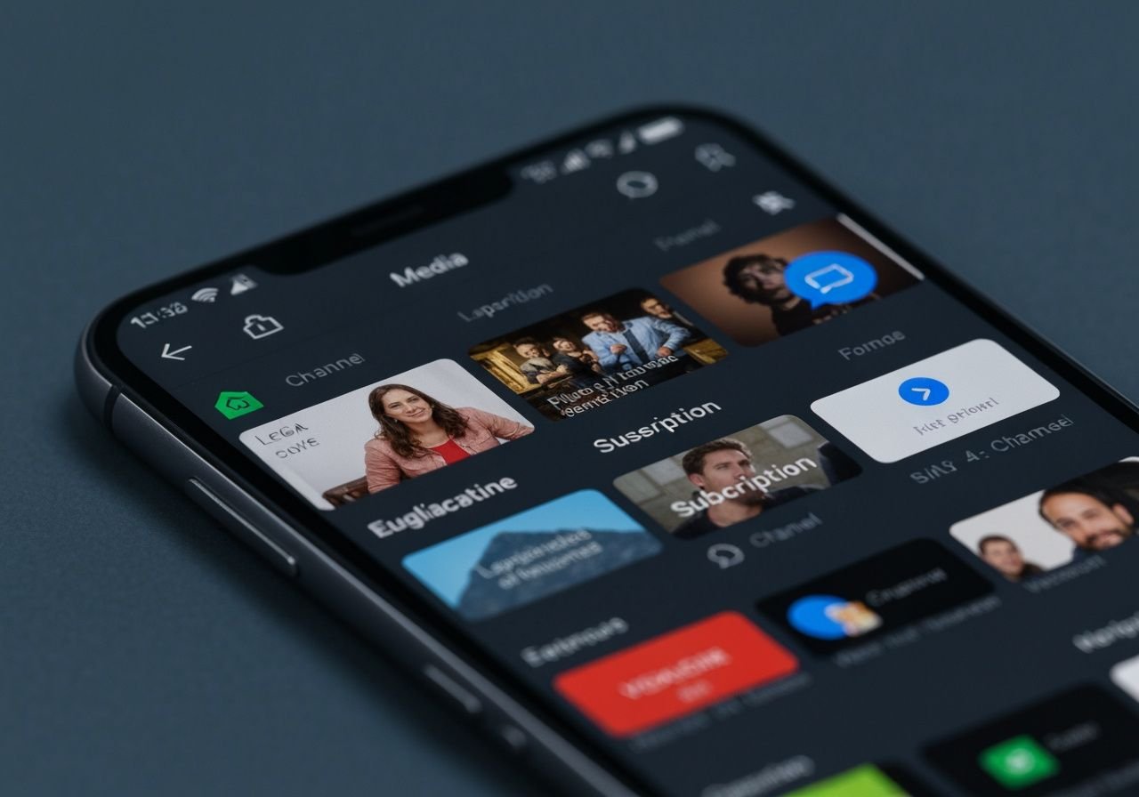Écran de smartphone montrant une application de streaming légale avec interface de playlist et chaînes vérifiées.