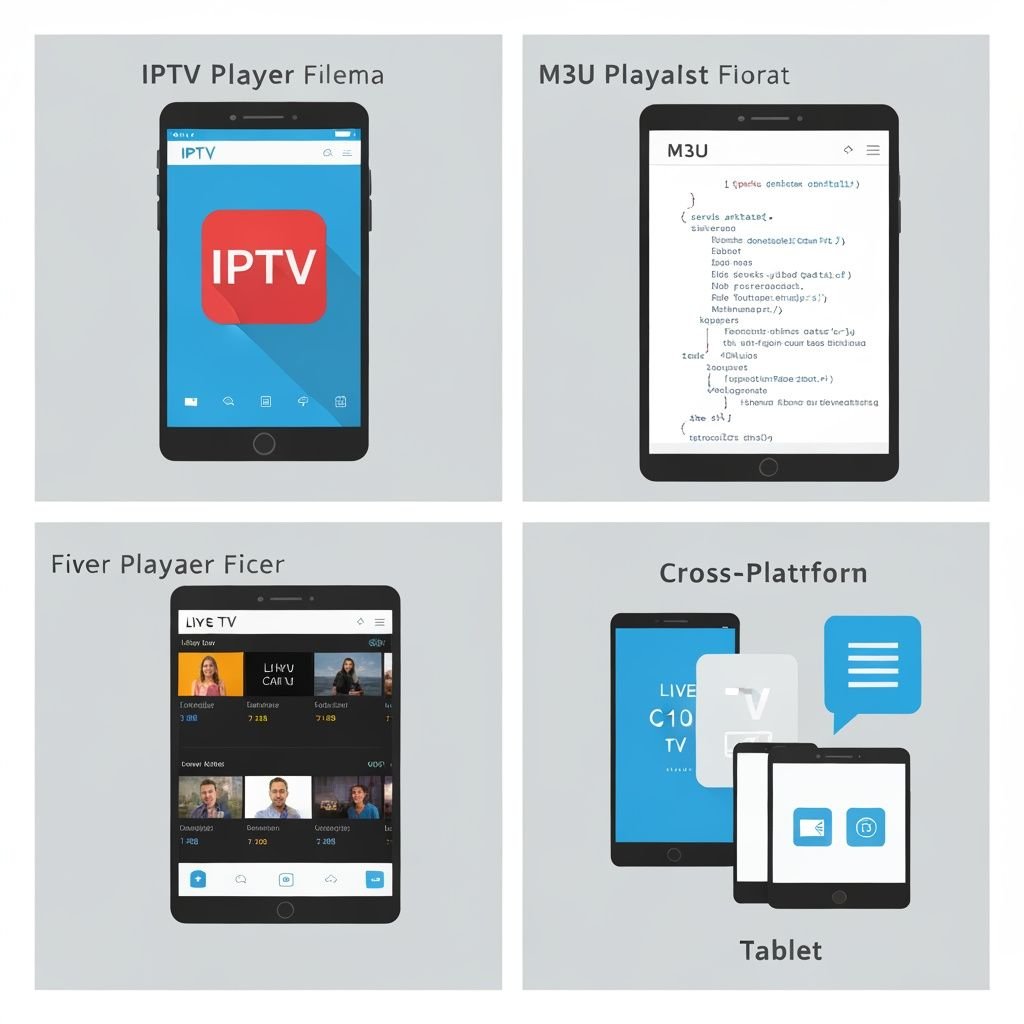 Quatre étapes : installation app, format M3U, guide TV, compatibilité multi-appareils