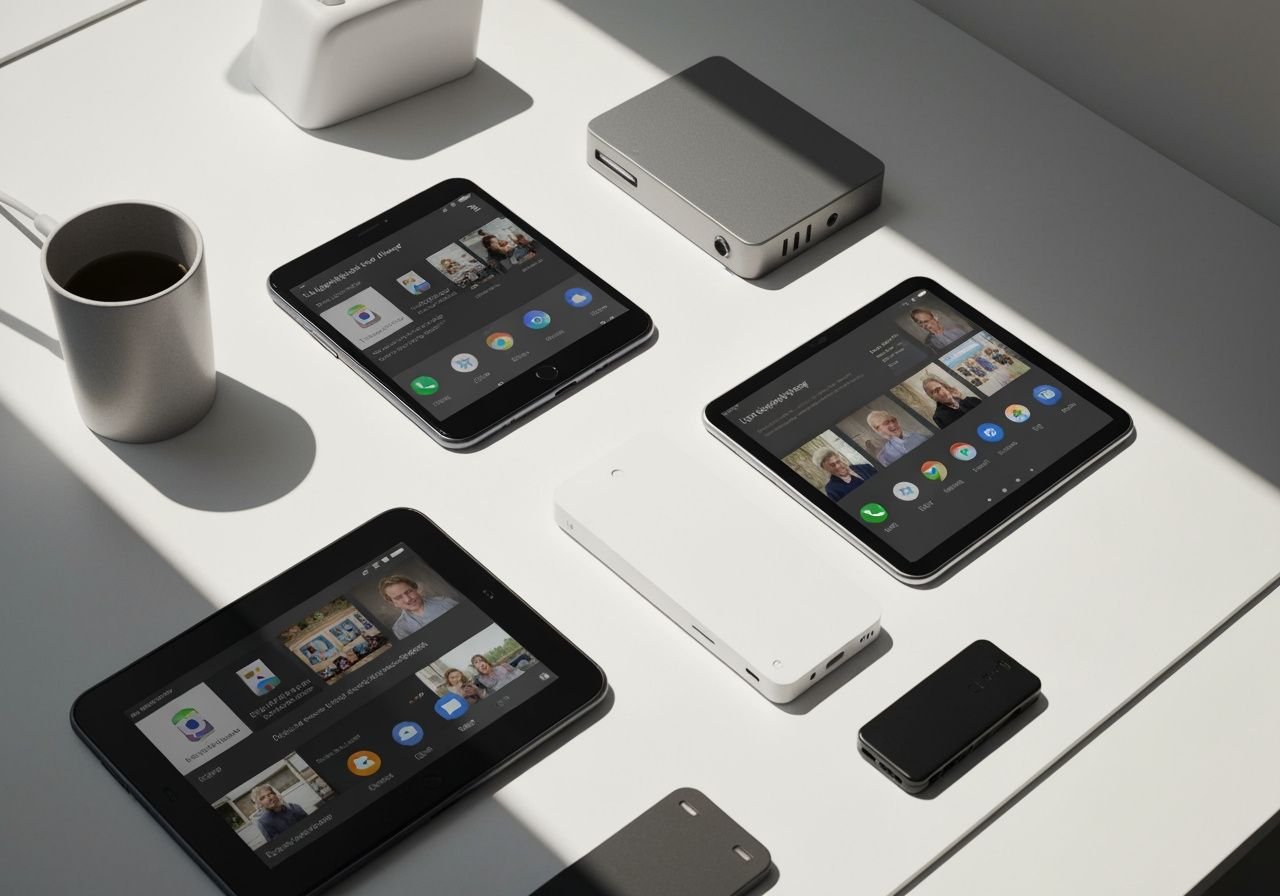 Plusieurs appareils Android affichant la même application de streaming synchronisée