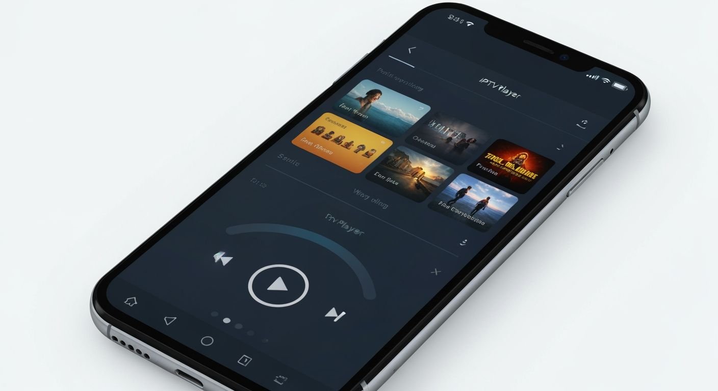 Application IPTV Smarters Pro affichée sur écran Android avec interface de lecture intuitive