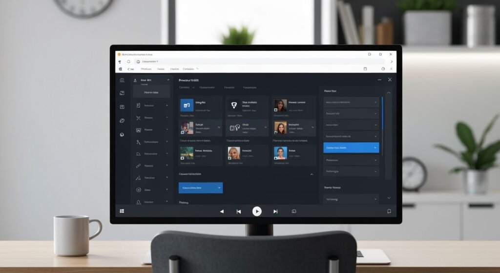 Interface du lecteur IPTV Smarters Pro sur écran Windows PC avec guide des chaînes