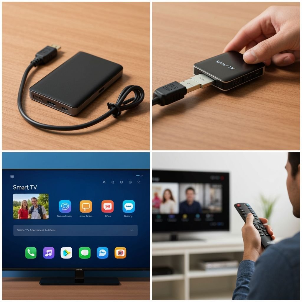 Guide d'installation en quatre étapes : appareil, connexion, interface système et utilisation avec télécommande