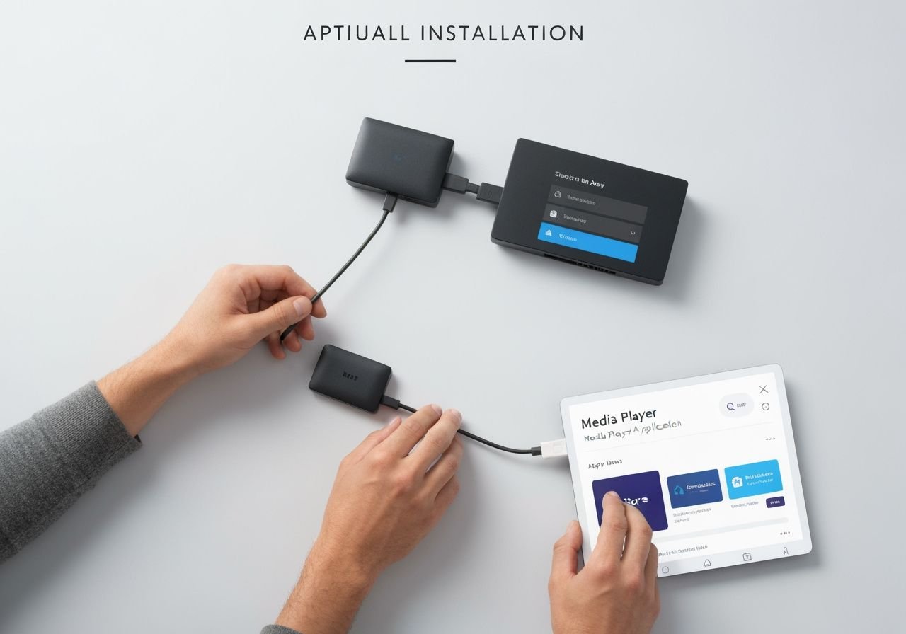 Tutoriel visuel : connexion du boîtier, branchement électrique et installation de l'application IPTV