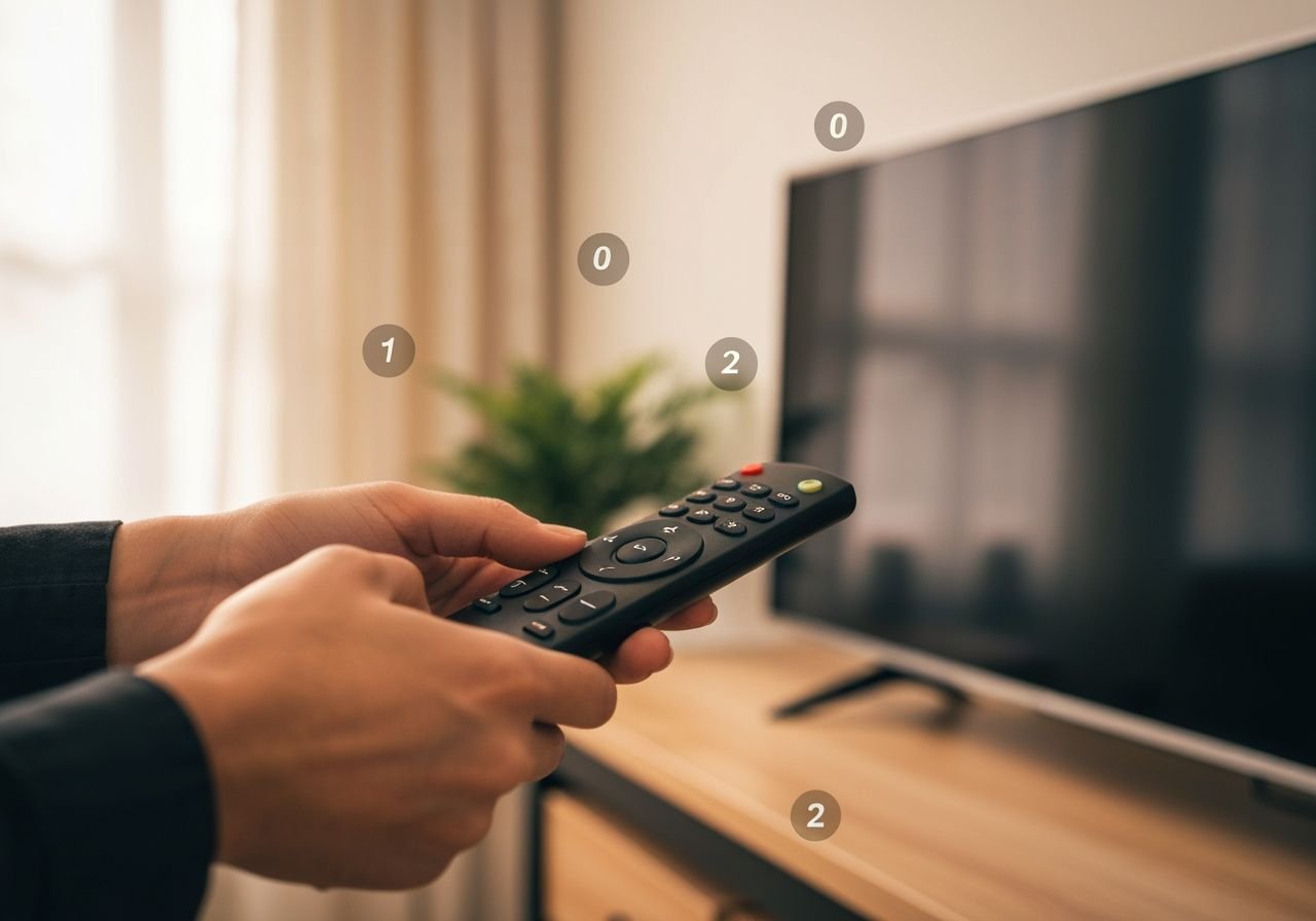 Télécommande pointée vers un téléviseur pour configurer une application de streaming