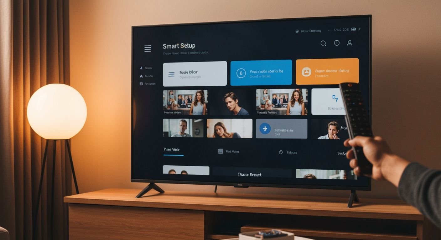 Téléviseur moderne affichant l'écran de configuration d'une application de streaming