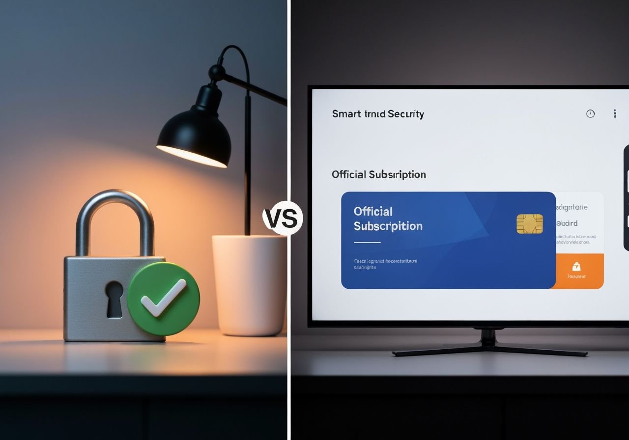 Comparaison entre accès légal sécurisé et téléviseur moderne avec abonnement officiel
