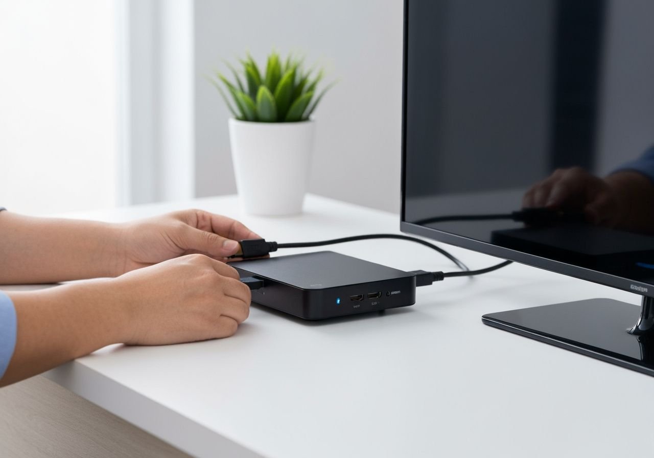 Installation détaillée d'un lecteur multimédia IPTV sur une télévision moderne.