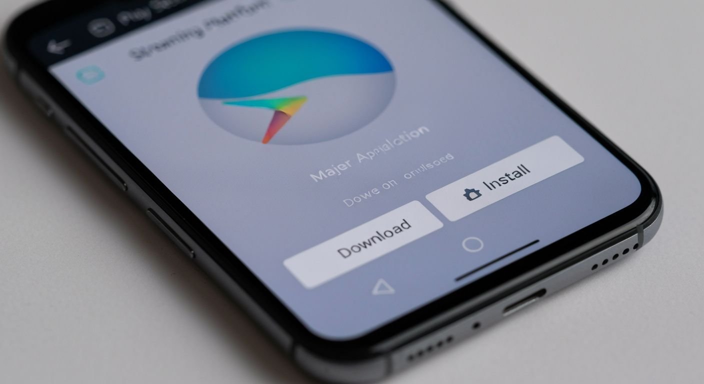 Écran d'installation d'application IPTV sur Play Store sur smartphone Android