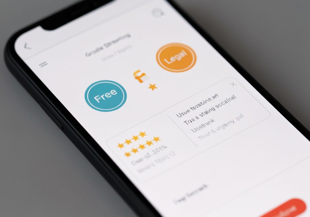 Application de streaming gratuite et légale affichant des avis positifs sur smartphone