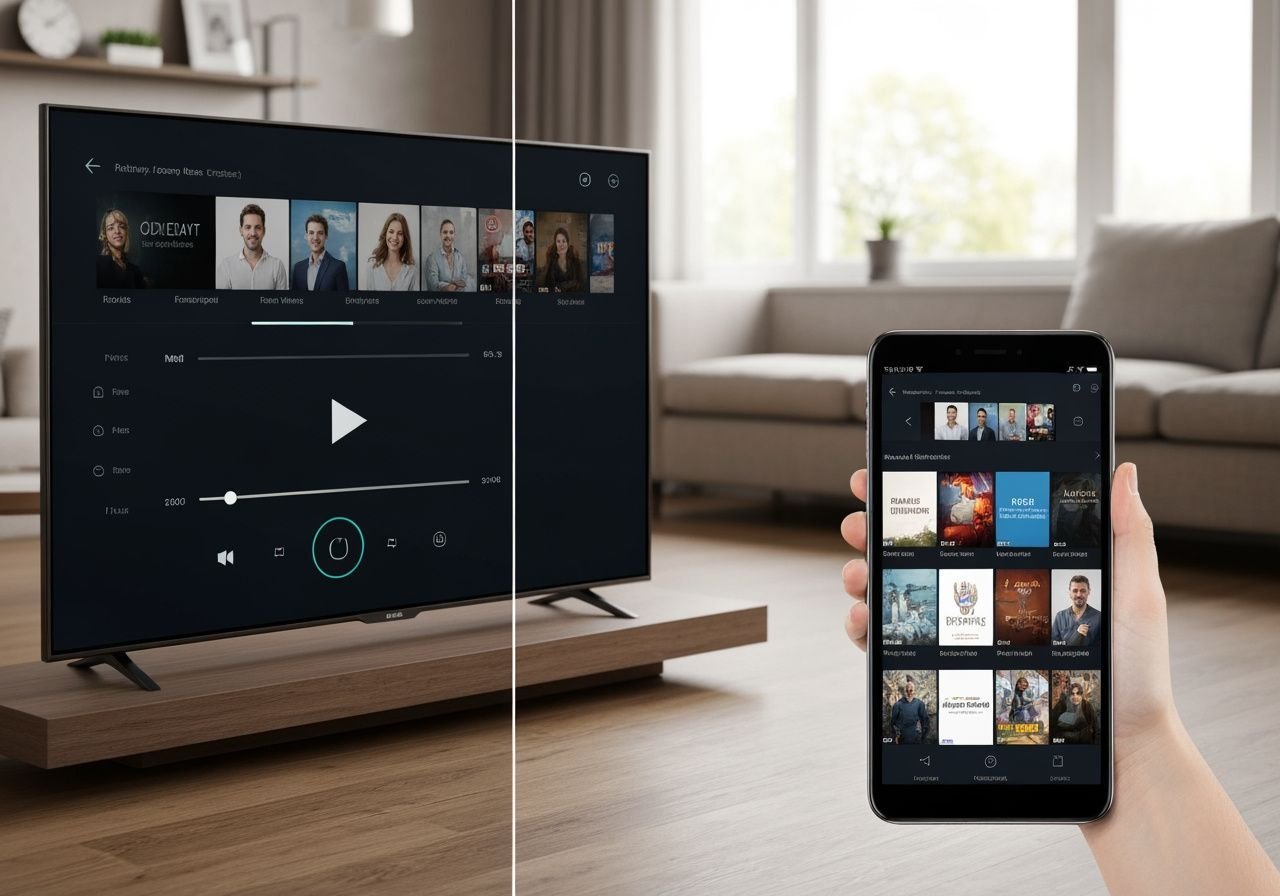 Comparaison d'une application de streaming sur téléviseur et appareil portable