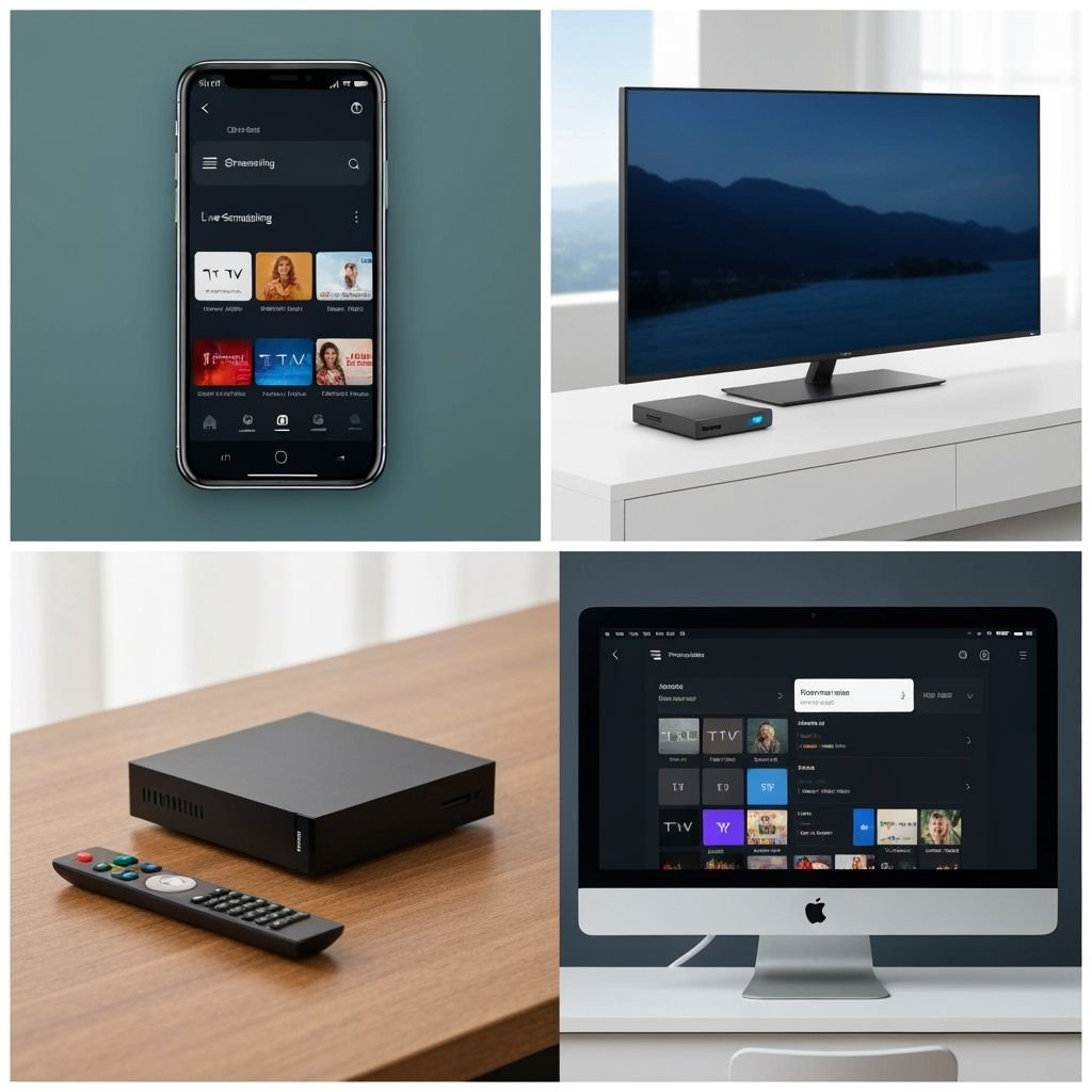Comparatif de quatre lecteurs IPTV : smartphone, appareil compact, boîtier média et ordinateur