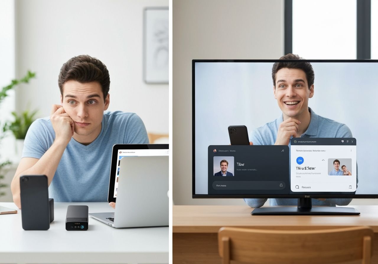 Comparaison entre confusion et clarté dans le choix d'un lecteur IPTV pour la télévision.
