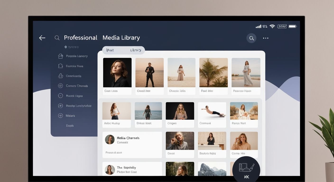 Interface d'une application lecteur IPTV professionnelle affichée sur un téléviseur intelligent moderne