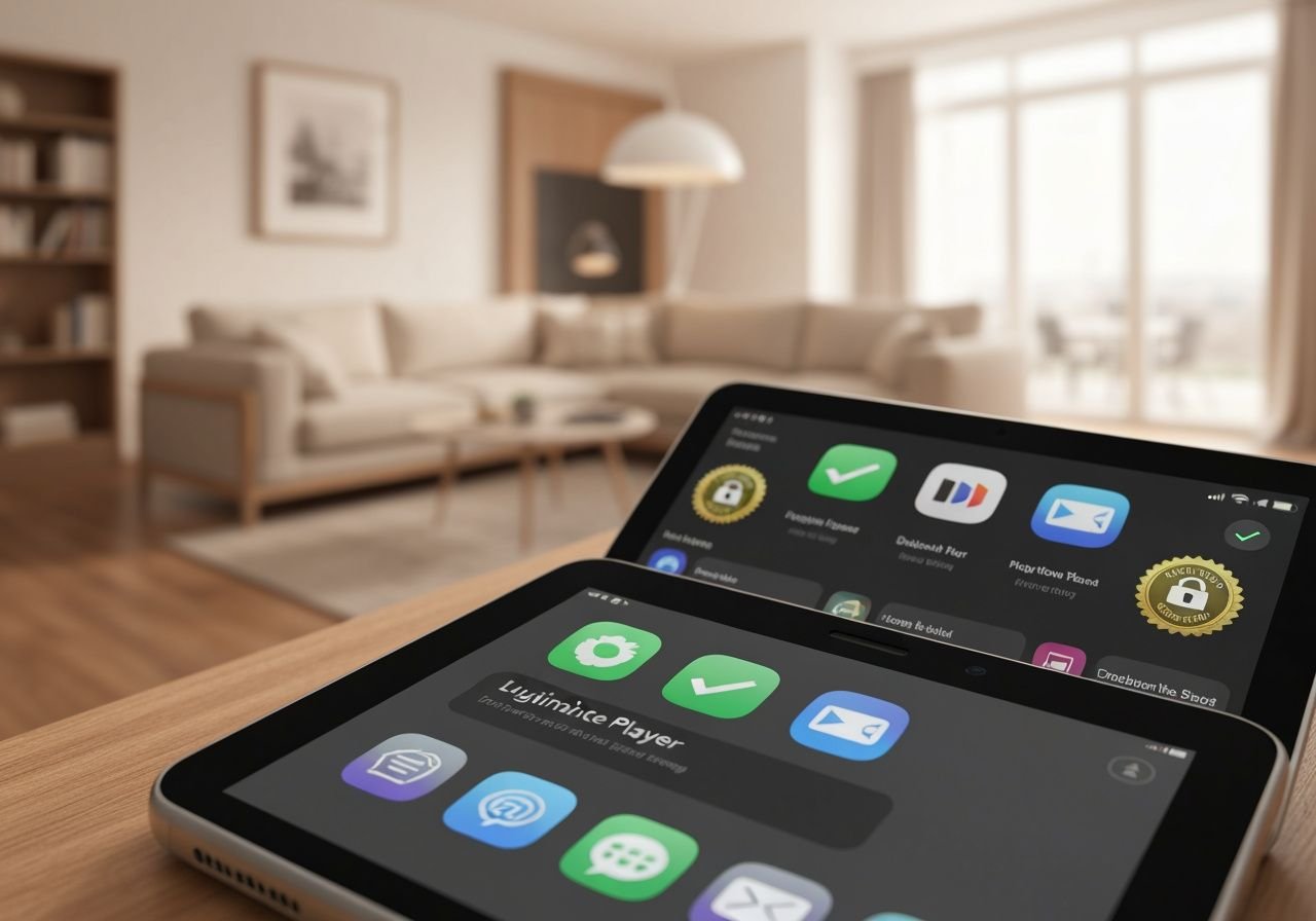 Applications de lecture vidéo légales avec badges de sécurité sur appareils mobiles