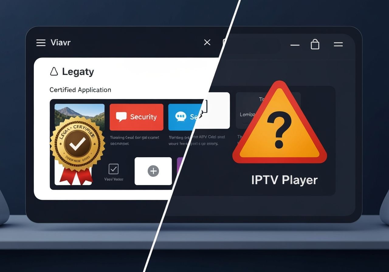 Comparaison entre une application IPTV légale certifiée et une interface non vérifiée
