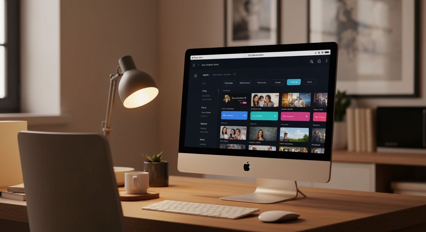 Lecteur IPTV sur Mac affichant une interface de streaming moderne avec chaînes TV