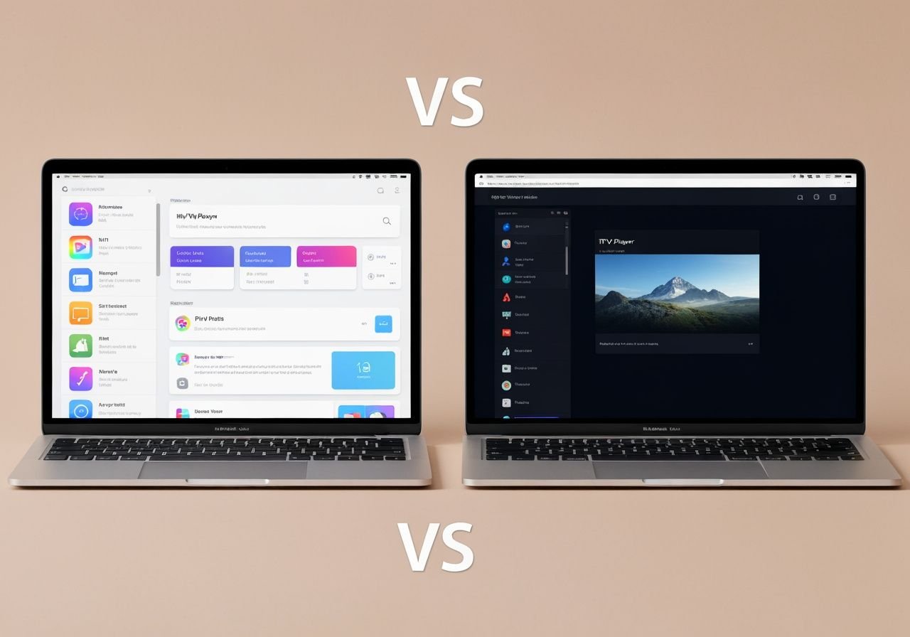 Comparaison de deux applications IPTV différentes sur ordinateur Mac