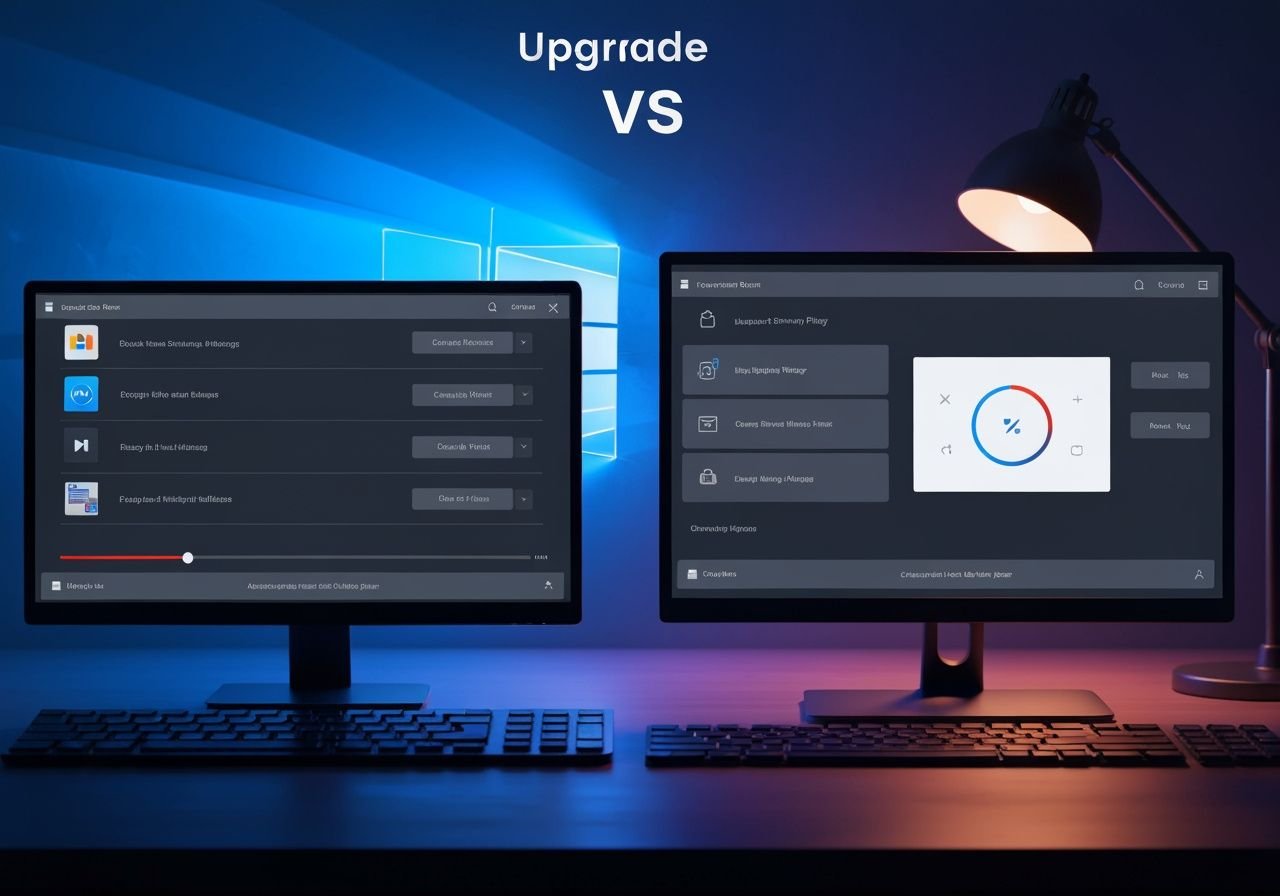 Comparaison côte à côte entre ancien et nouveau lecteur IPTV sur ordinateur Windows