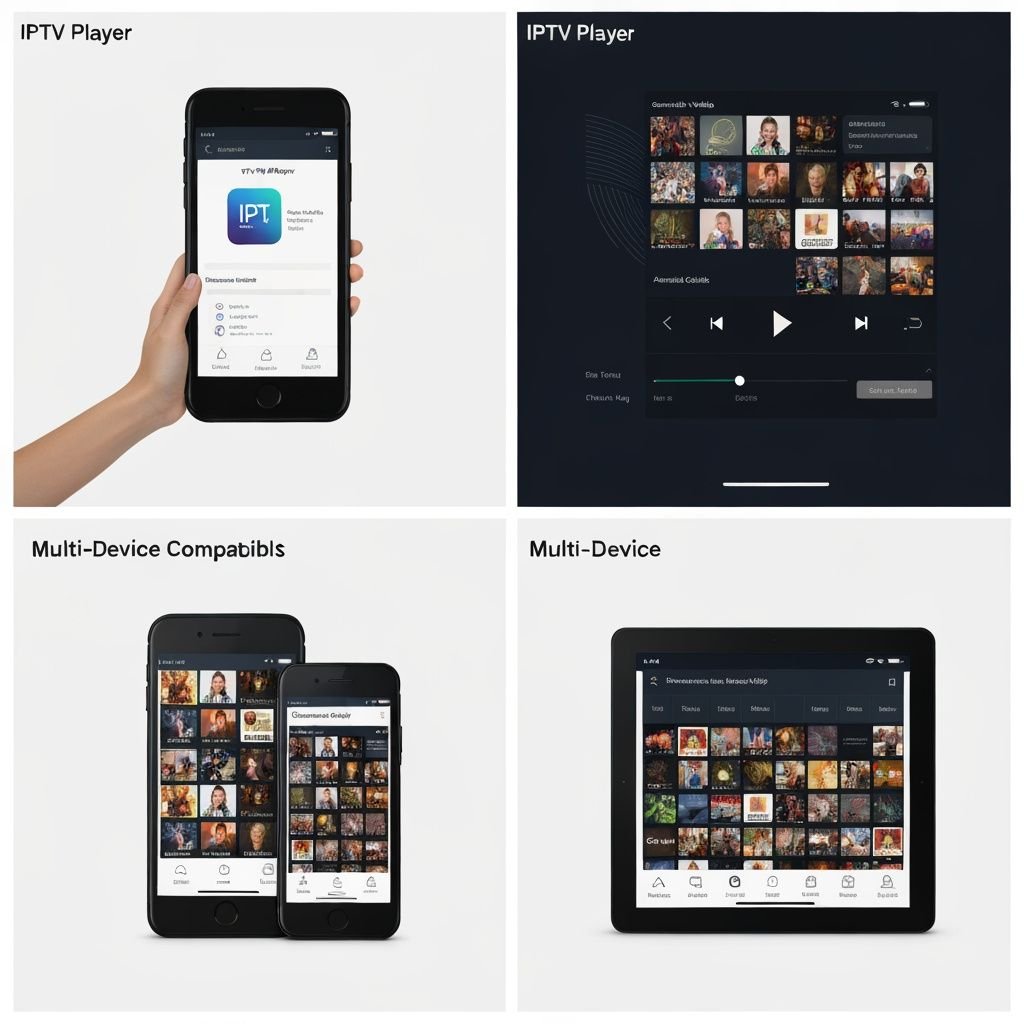 Quatre étapes d'utilisation : installation, lecture vidéo, gestion des chaînes et compatibilité multi-appareils du...
