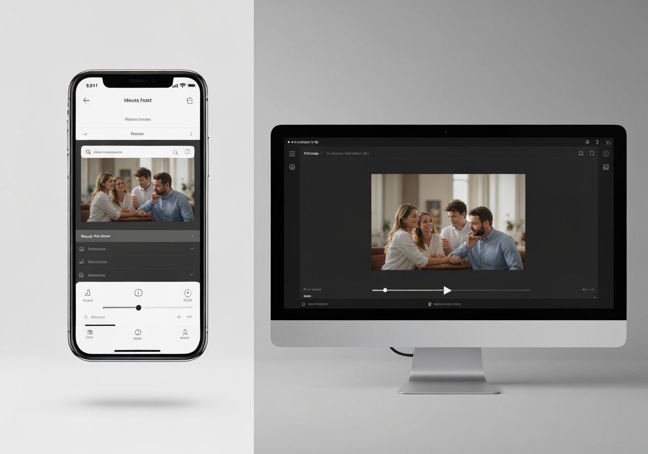 Compatibilité multiplateforme : lecteur IPTV sur mobile et ordinateur affichant le même contenu