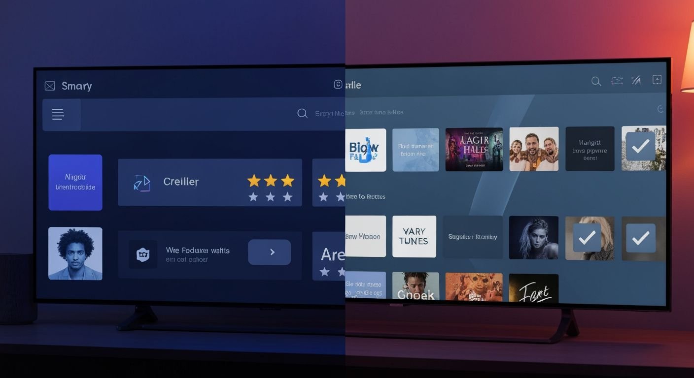 Comparaison de services IPTV avec évaluations et notes sur écrans modernes