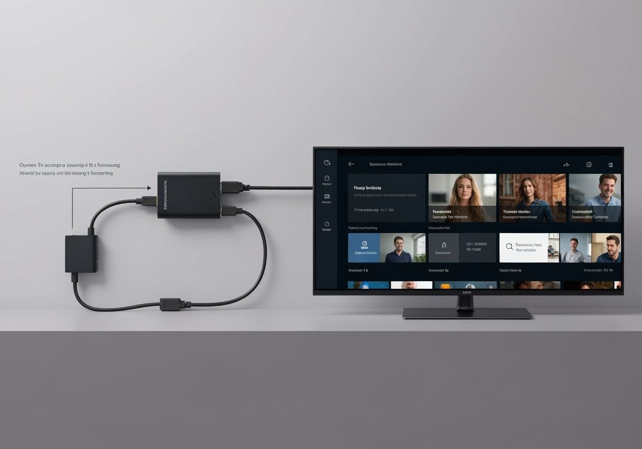 Configuration de lecteur IPTV sur appareil streaming et Smart TV avec connexion HDMI.