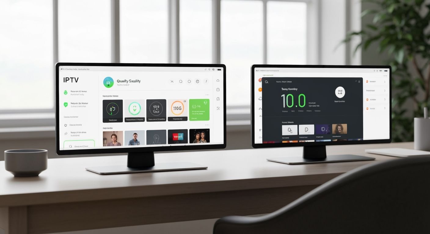 Comparaison de services IPTV fiables sur écrans multiples avec indicateurs de qualité