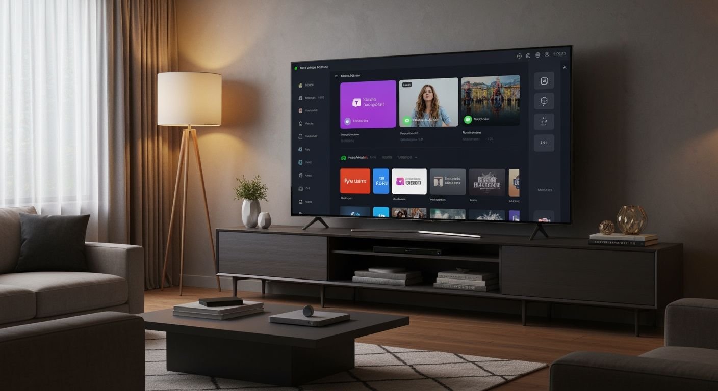 Comparaison d'applications IPTV sur écran TV avec plusieurs lecteurs affichés simultanément