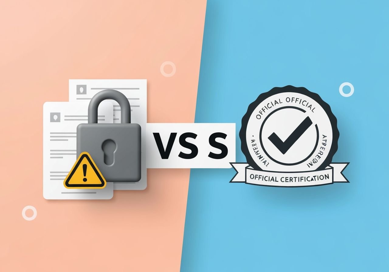 Comparaison entre streaming illégal risqué et service légal sécurisé avec certifications