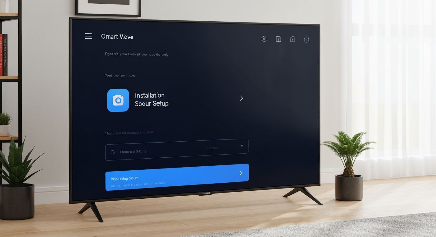 Écran de configuration d'application de streaming sur Smart TV moderne en salon
