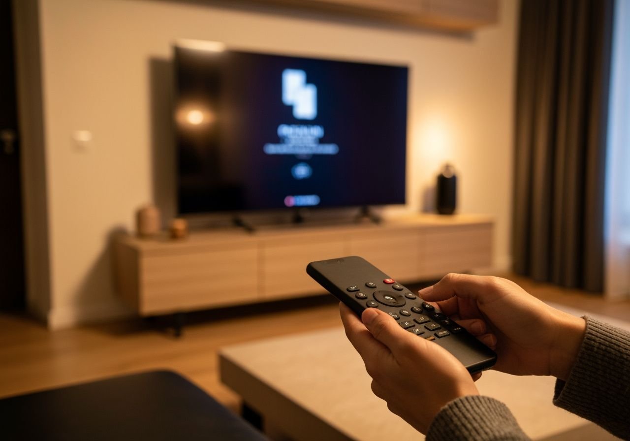 Smartphone et télécommande TV pour installer une application de streaming