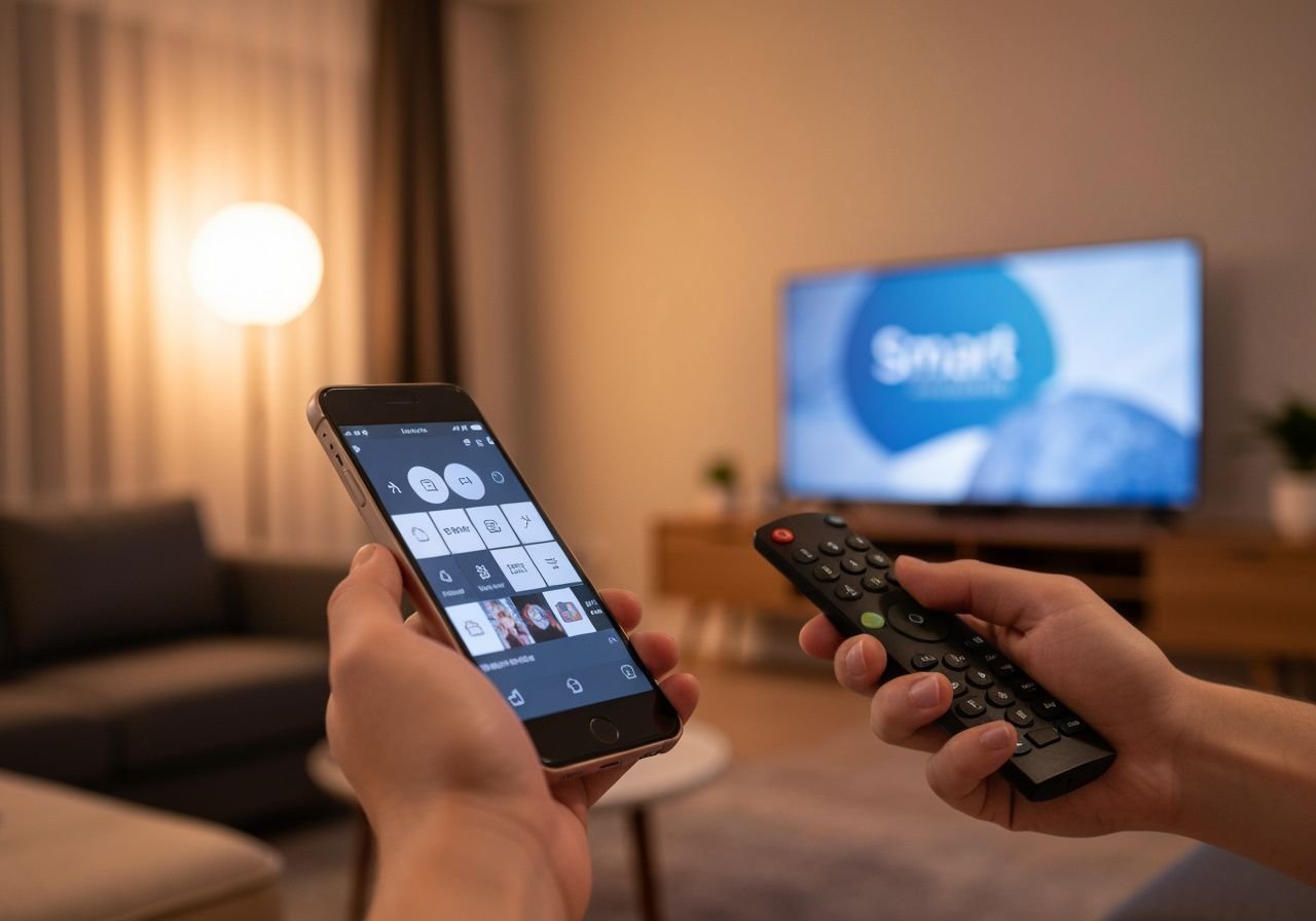 Contrôle multi-appareils avec smartphone et télécommande pour regarder en streaming