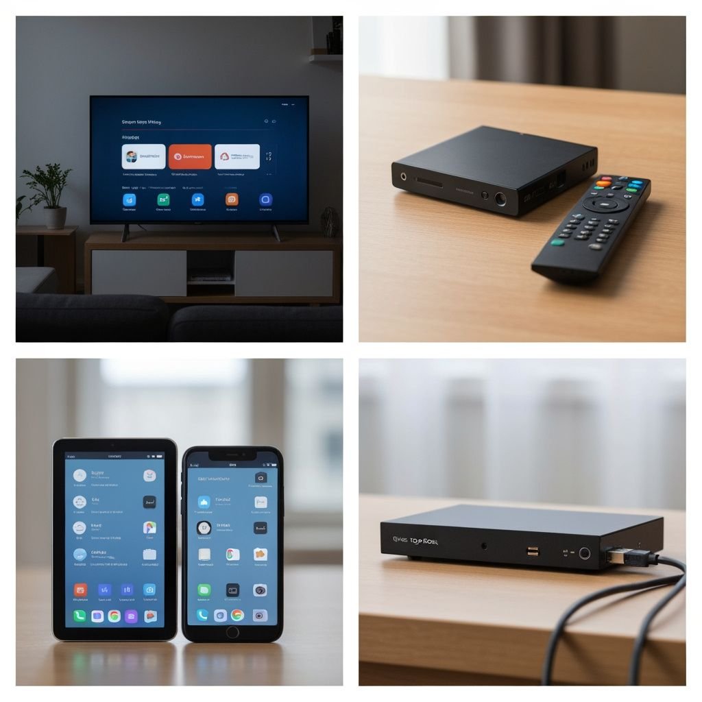 Comparaison de quatre solutions IPTV : Smart TV, boîtier streaming, applications mobiles et lecteur média