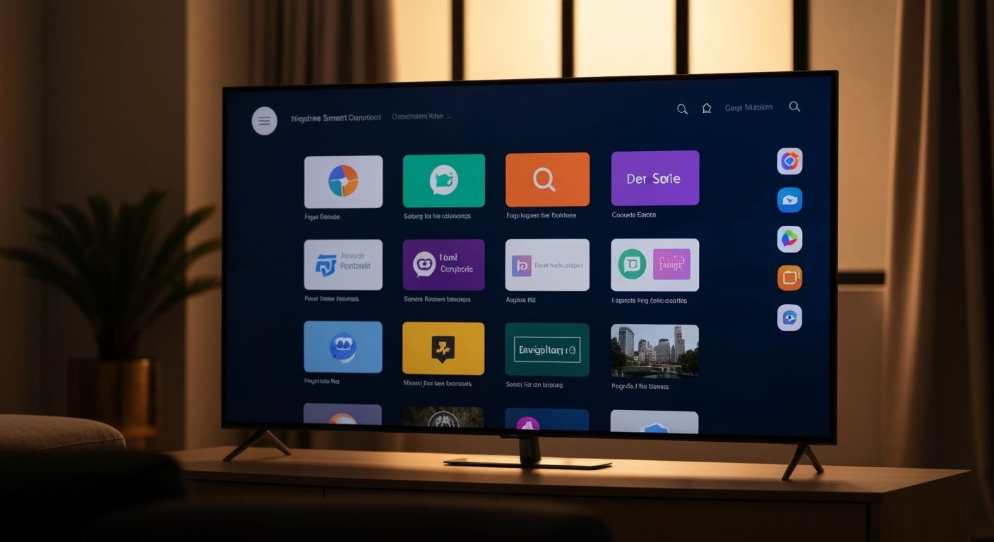 Téléviseur intelligent affichant une interface de streaming avec plusieurs applications disponibles